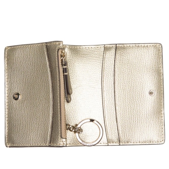 KATE SPADE New York Cow Leather ID Window Sylvia Mini Key Ring Wallet, Palegold - Picture 4 of 6